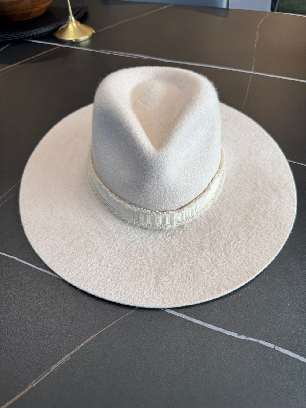 Brixton Ella Wide Brim Cream Felt Fedora Hat - Picture 2 of 5